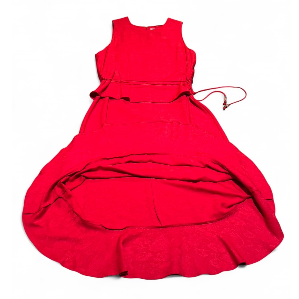Sheri Martin Vibrant Red Midi Dress with floral pastels - Picture 5 of 6